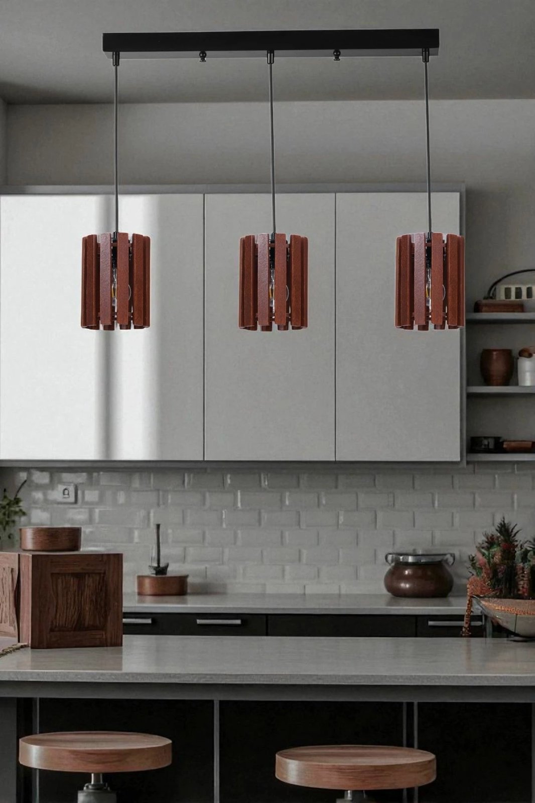 Llambë tavani Opviq, ngjyrë arre dhe e zezë, 9074-5