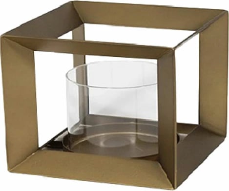 Mbajtës qiriri dekorativ ESCAPE, metalik ngjyrë ari, 18x18x18cm