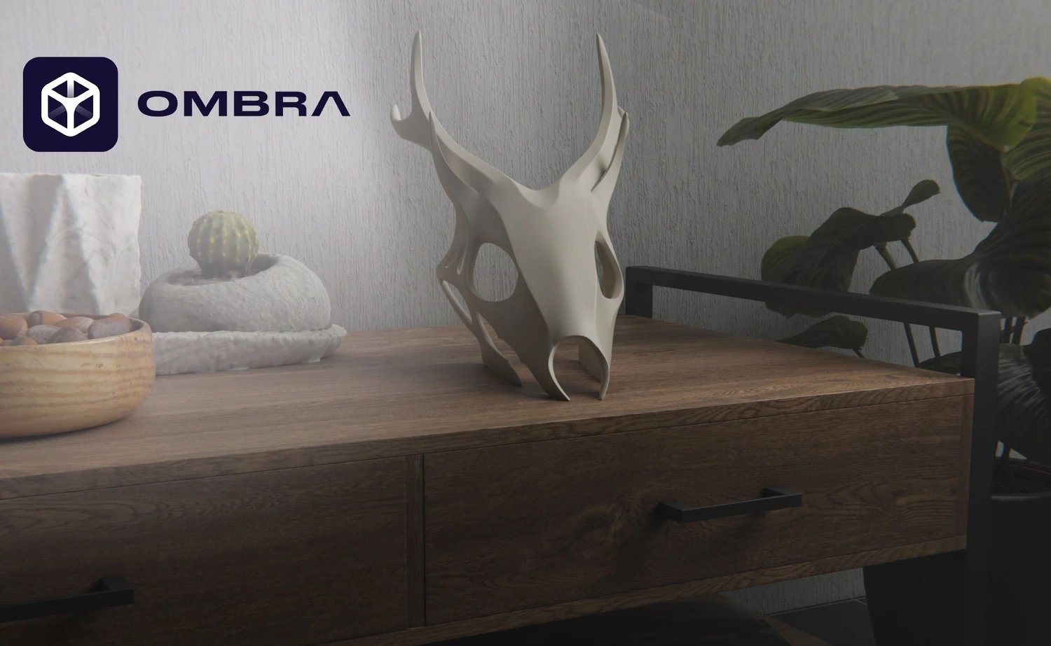 Figurë Kafkë Dekorative dhe Kreative (Wendigo Skull) - e bardhë