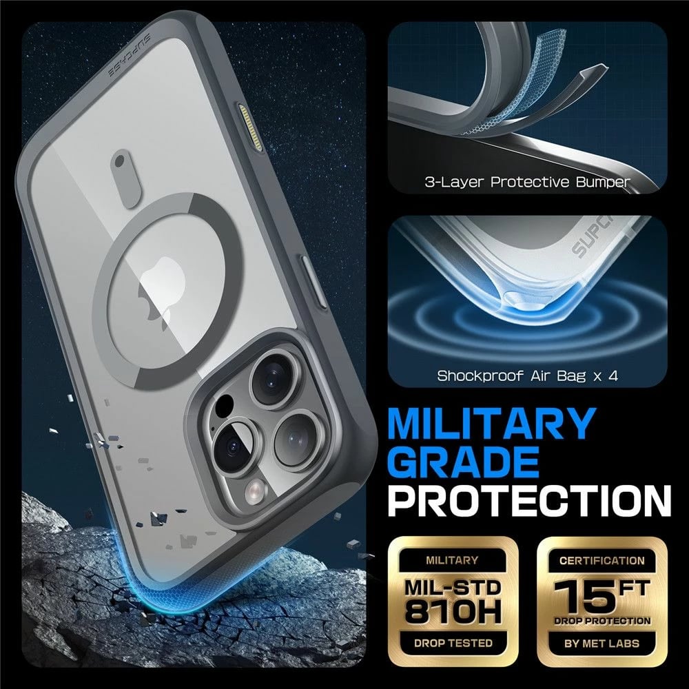 Mbështjellës Supcase UB Mag për iPhone 16 Pro Max, MagSafe, Gri