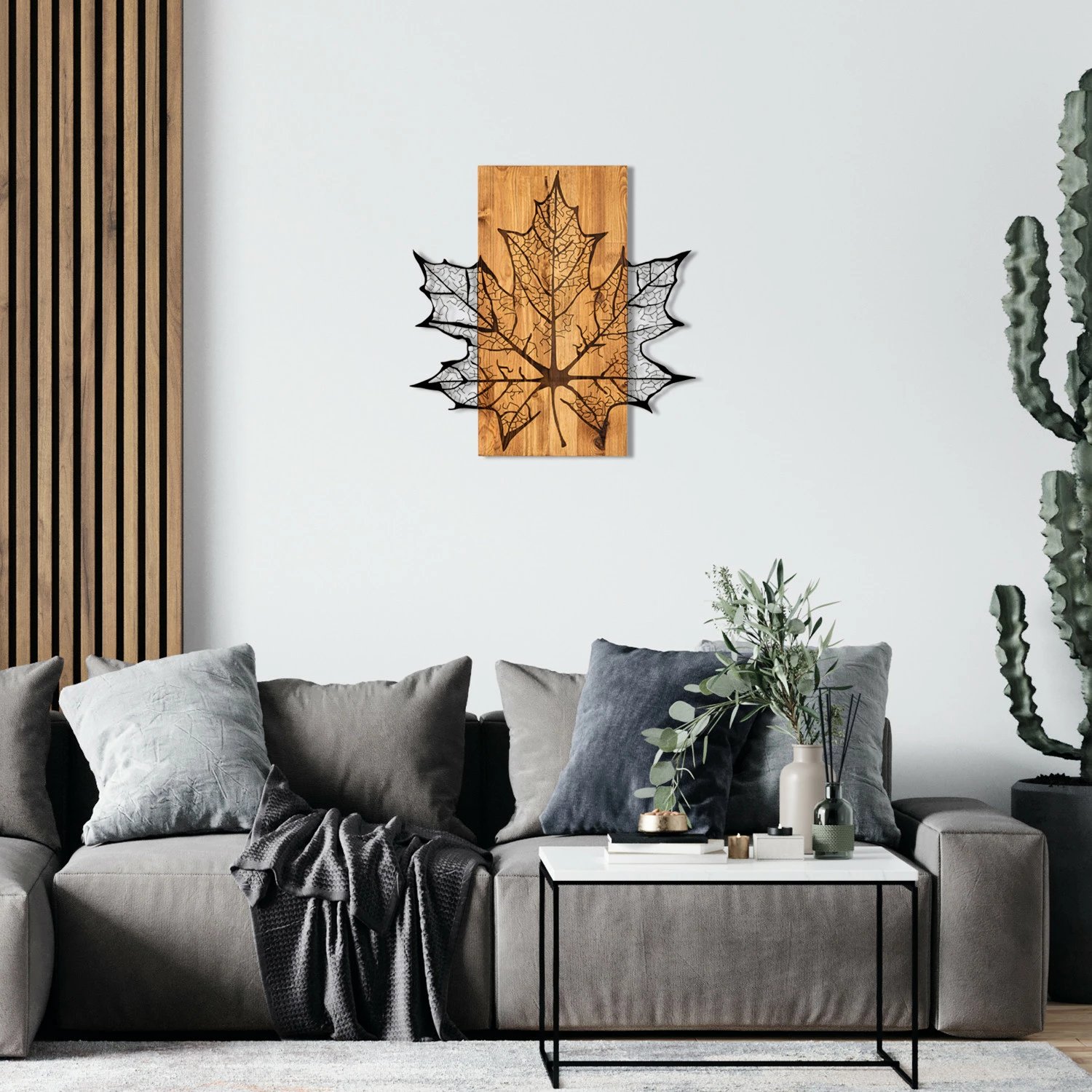 Aksesor dekorativ për mur, dru dhe metal, Wallity, lepur