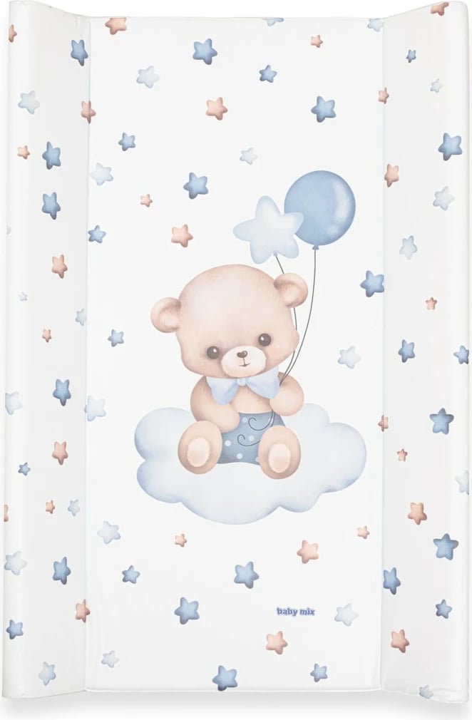 Dyshek ndërrimi bebe, Baby Mix, 47x70 cm, me dërrasë të forcuar dhe ndalesa kundër rrëshqitjes, blu