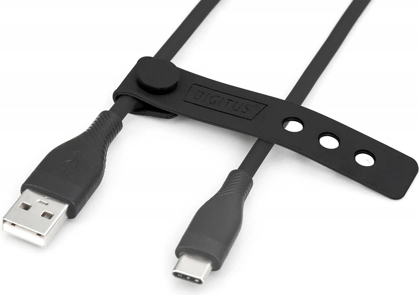 Kabllo silikoni Digitus AK-300340-005-S, USB-A në USB-C, 0.5m, 60W, E zezë