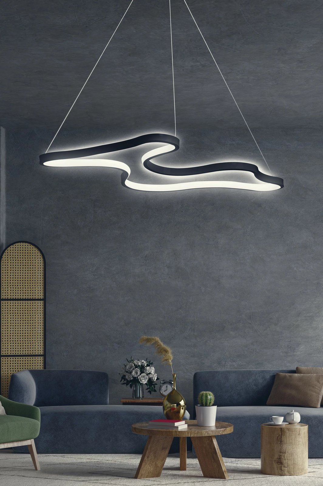 Llambë varëse Opviq, trup alumini i zi, dritë e bardhë