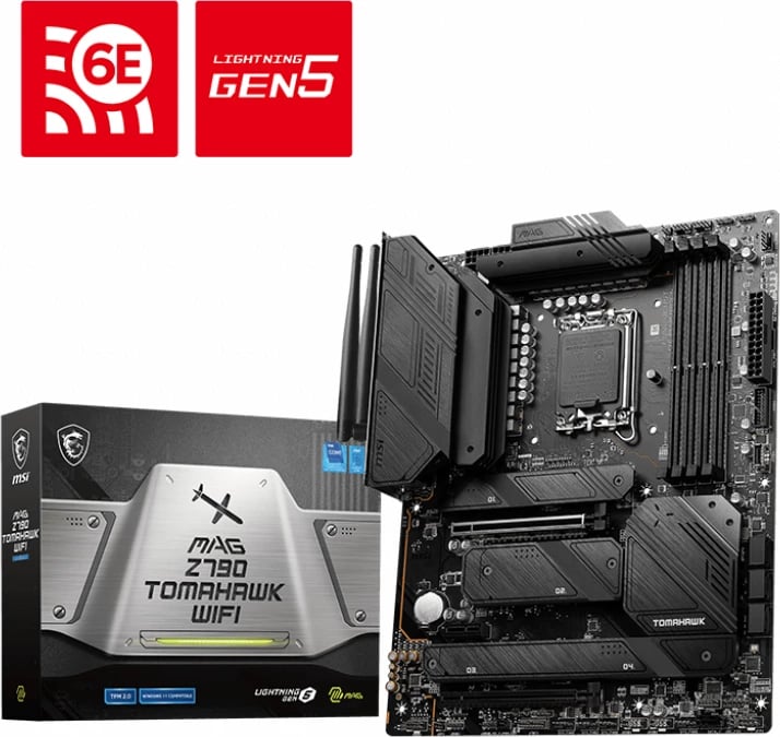 Pllakë amë MSI MAG Z790 TOMAHAWK WIFI 7D91-009R, LGA1700, DDR5, PCIe 5.0, Wi‑Fi 6E, ATX, e zezë
