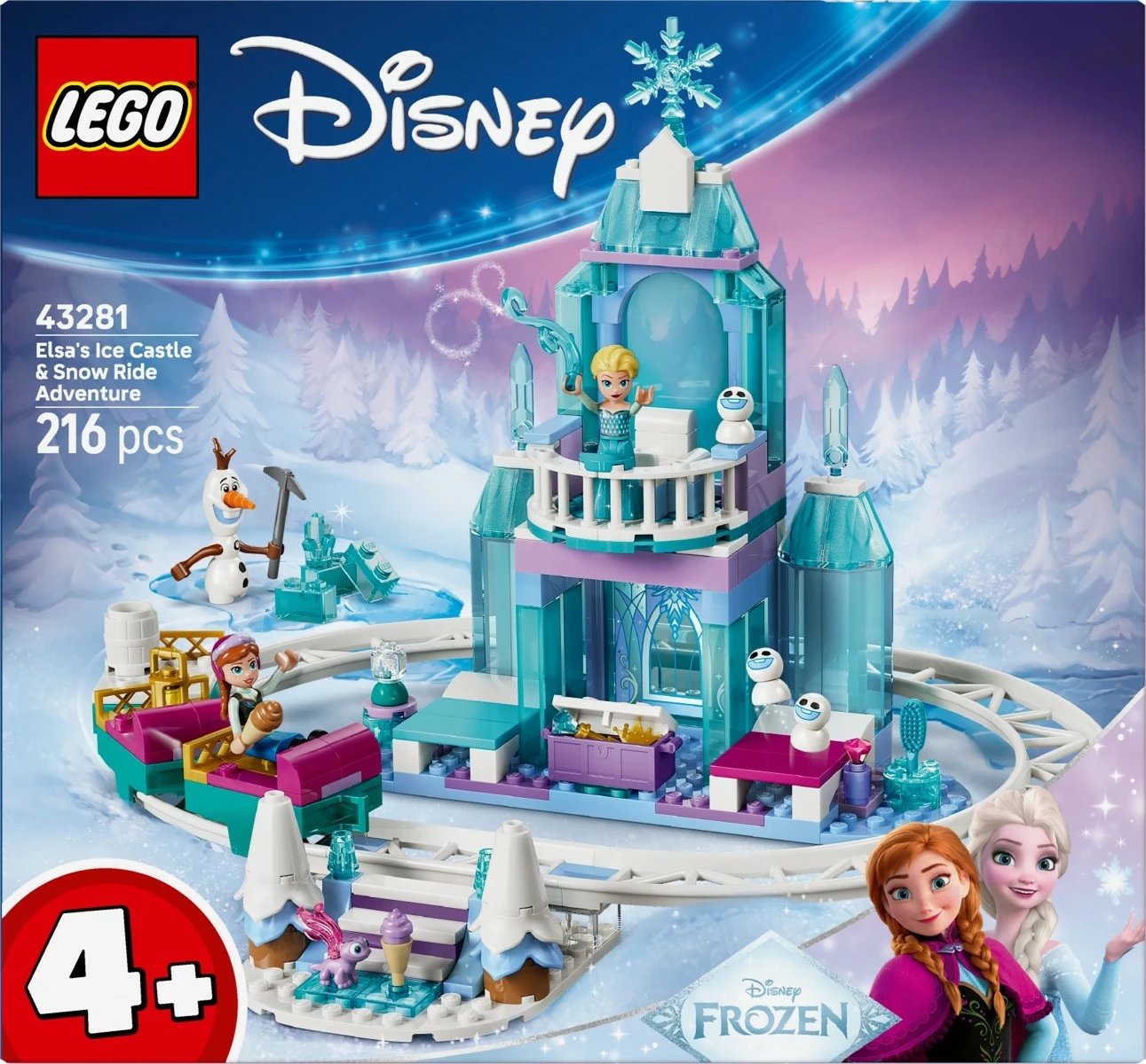 Set LEGO Disney Frozen 43281 Elsa Ice Castle & Snowy Ride, 216 pjesë, mosha 4+
