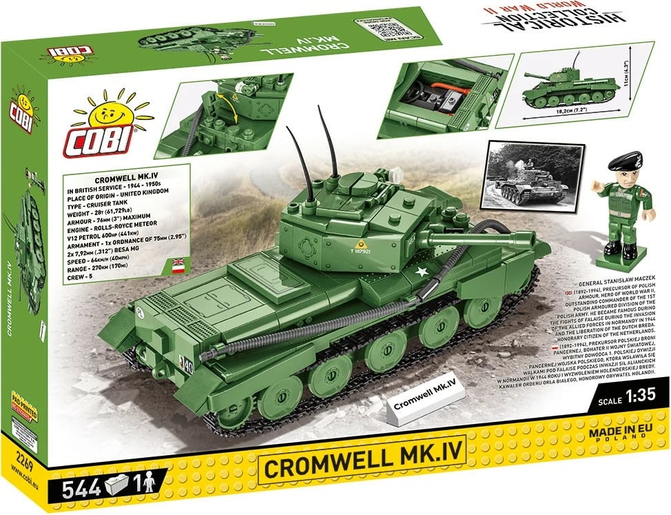 Set ndërtimi Cobi Klocki Cromwell Mk.IV, 544 pjesë, me figurë, Jeshile