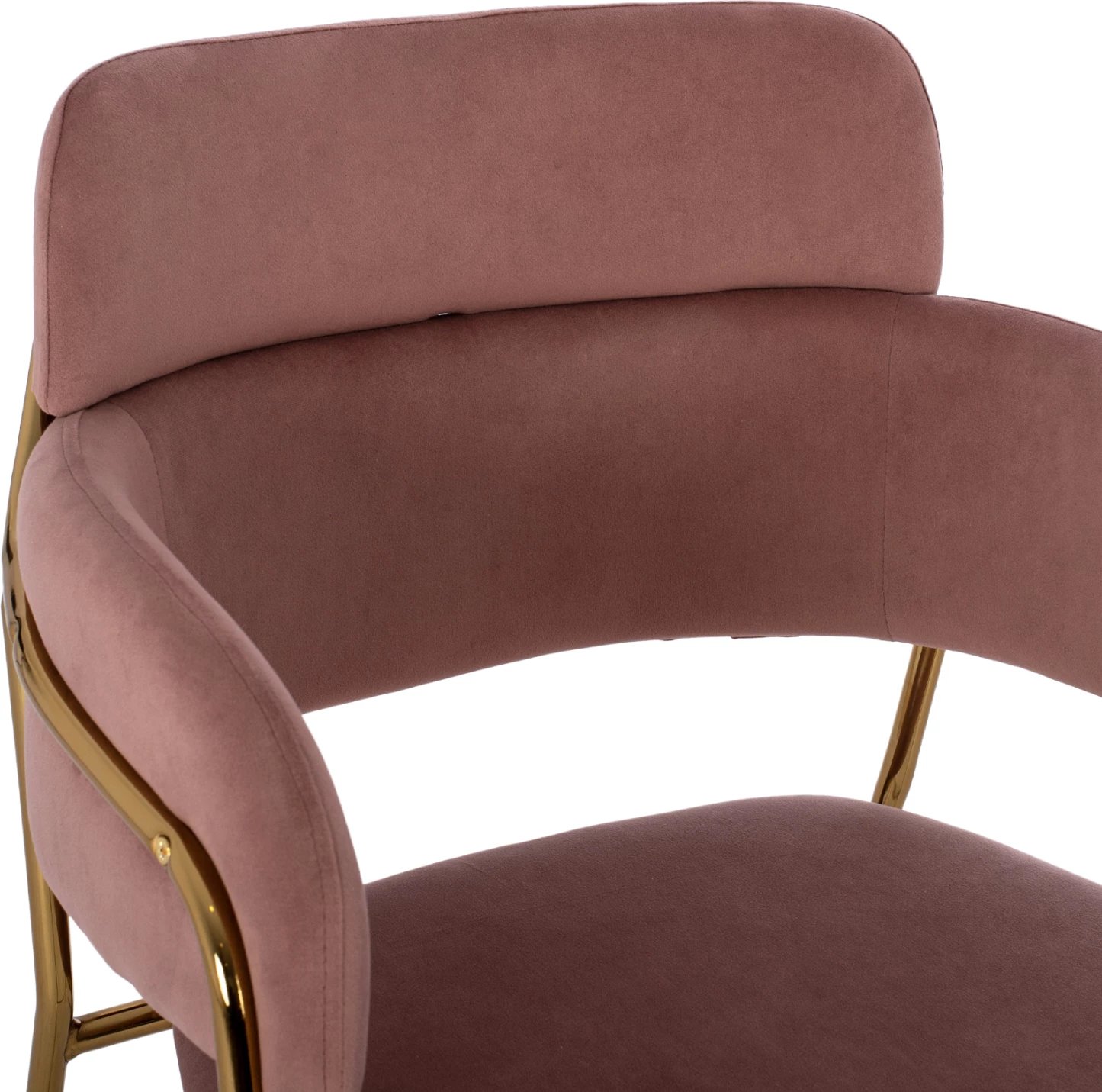 Karrige për bar mesatare, kadife rozë e zbehtë, kornizë e artë, FH8735.02, 54x58x95 cm., set prej 2 copë