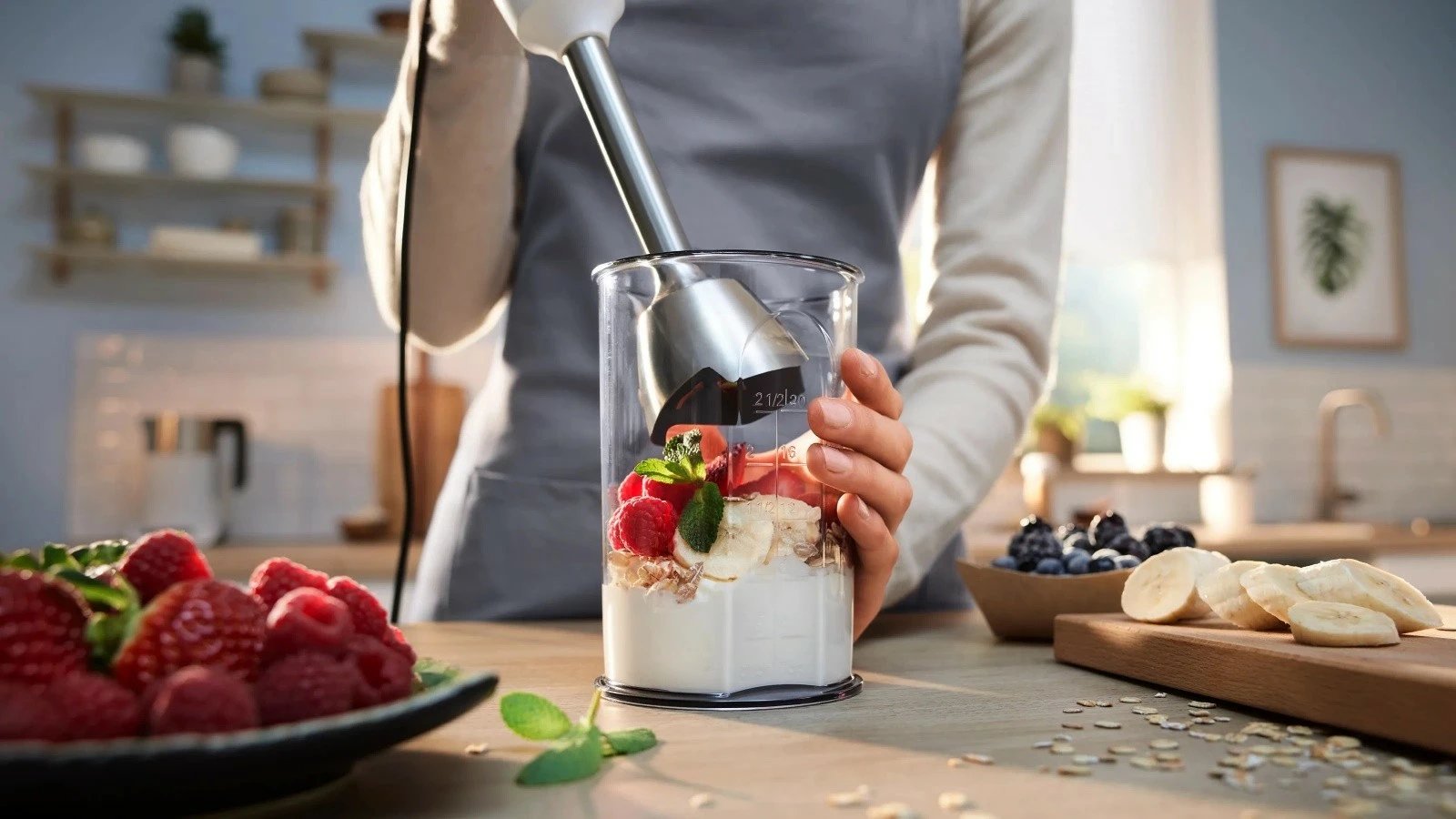 Blender dore Bosch MSM4W221, 600W, Inoks, Bardhë, me aksesorë