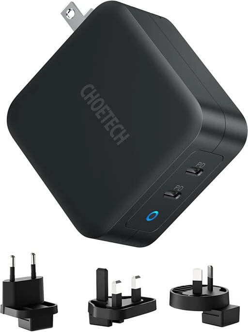 Kasë karikimi Choetech PD6008, 2x USB-C, 100W, GaN, e zezë