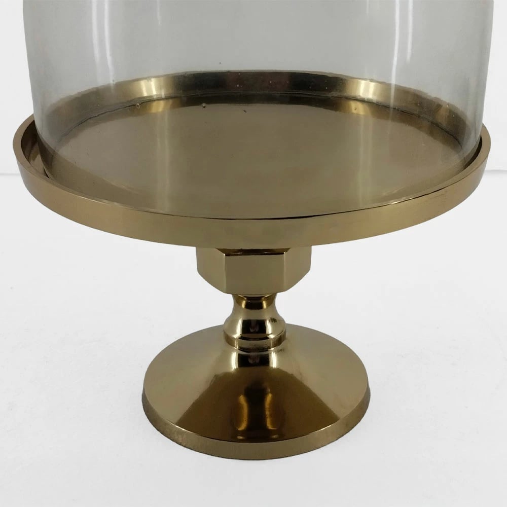 Kupë MOLDE me kapak, alumin, xham, ngjyrë ari, 24x24x37cm