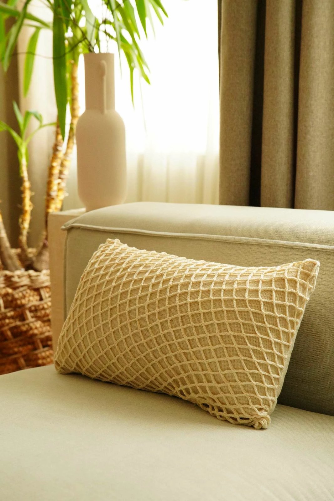 Jastëkëmbulesë pambuku, ngjyrë bezhë, KET004, 30x50cm