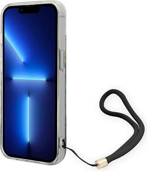 Mbështjellës Guess GUOHCP14SHFLSB për iPhone 14 6.1", Flower Strap, kaltër