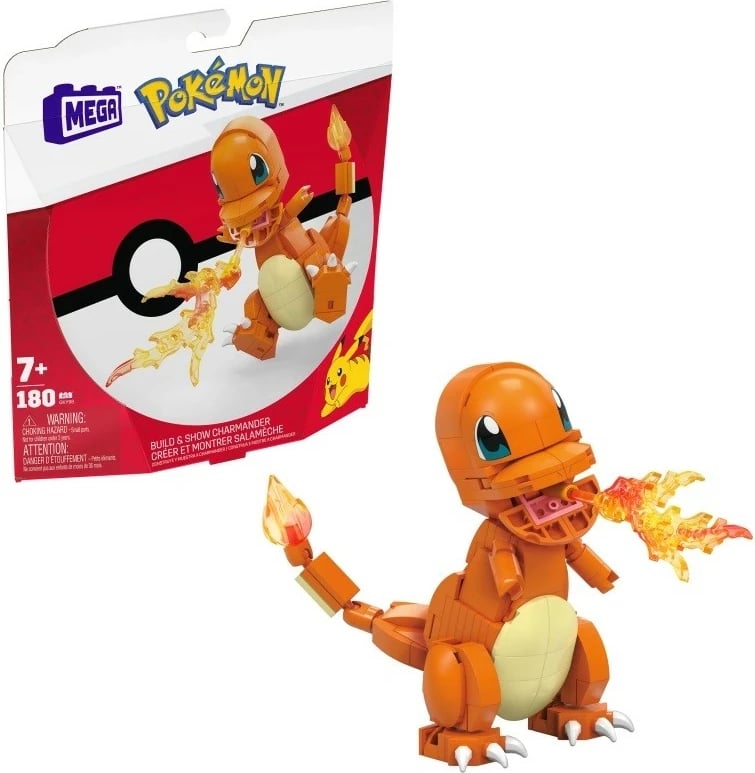 Set ndërtimi Mega Bloks Pokémon Charmander, 180 pjesë, Portokalli