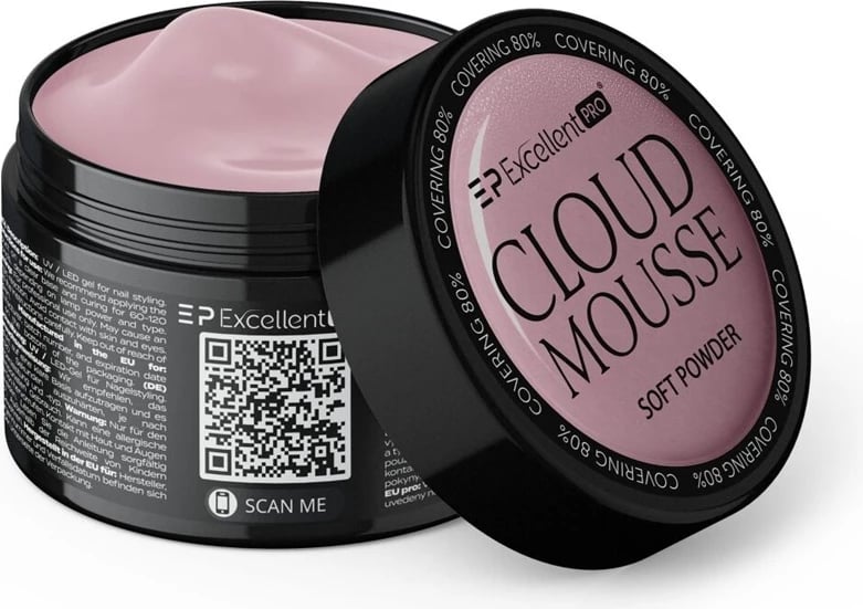 Xhel ndërtues për thonj Excellent PRO Cloud Mousse Soft Powder 15g