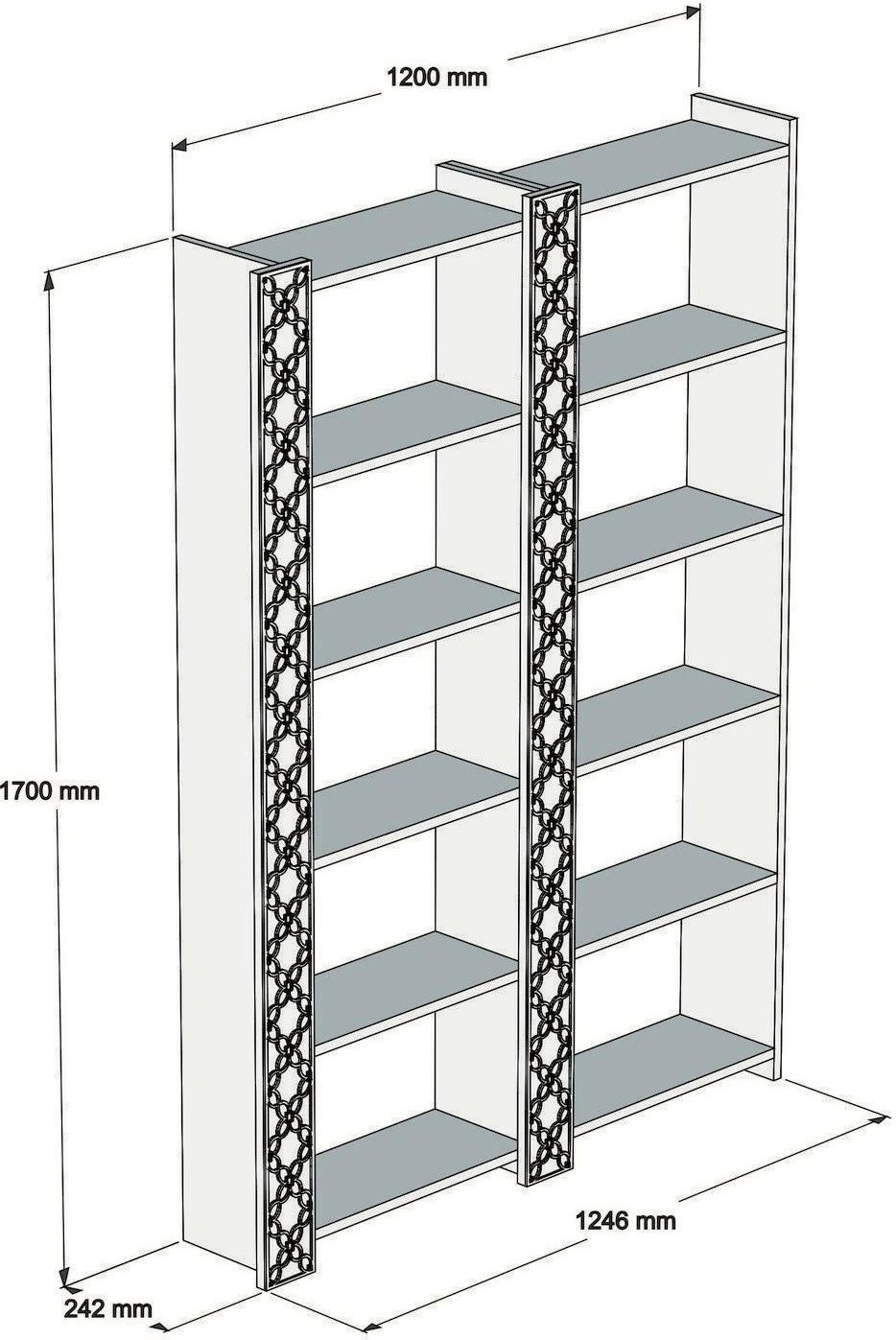 Raft librash Hanah Home, City 2, ngjyrë arre dhe kalcedoni