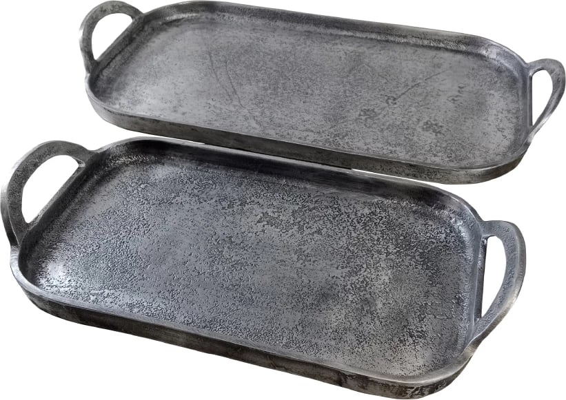 Set tabakash KIRAT, 2 copë, alumin, ngjyrë argjendi antike, 46x23x5cm