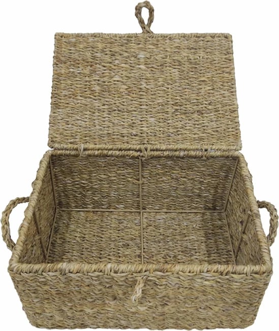 Set kuti ALMAR me kapak, 3 copë, kashtë deti, hekuri, 50x34x25cm