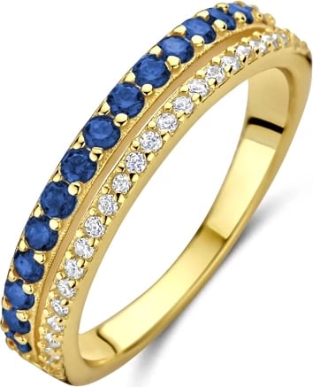 Unazë NEW BLING 9NB-1576-56, e artë me gurë të kaltër