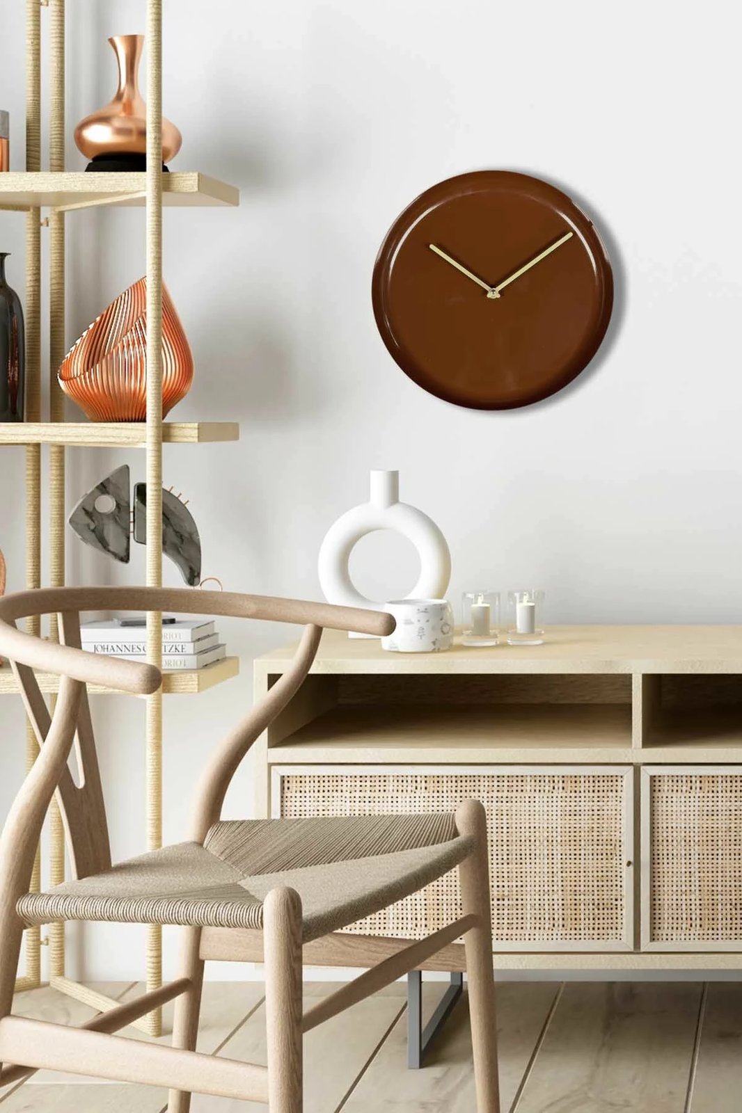 Orë muri dekorative metalike Wallity, ngjyrë kafe, 30cm