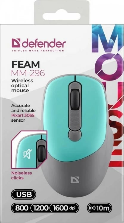 Maus pa kabllo Defender Feam MM-296 RF, 1600 DPI, Mint