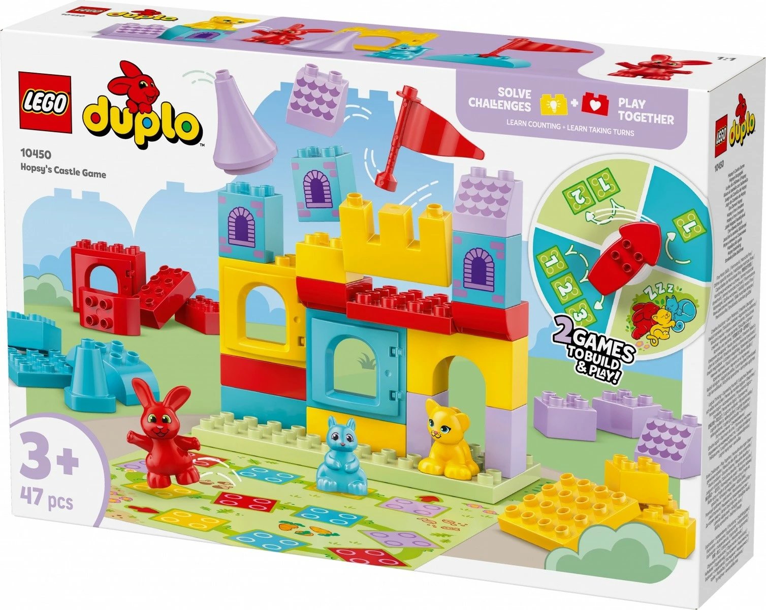 Set lodrash LEGO DUPLO Castle Hopsy Game, 47 pjesë, shumëngjyrëshe