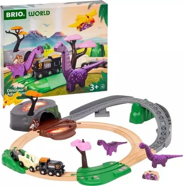 Set aventurë dinosaurësh Ravensburger BRIO, dru, për fëmijë