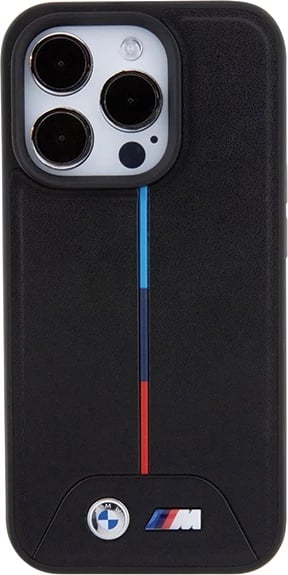 Mbështjellës BMW Quilted Tricolor MagSafe për iPhone 15 Pro, i zi