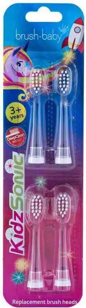 Koka rezervë për furçë dhëmbësh elektrike Brush-Baby KidzSonic për fëmijë, 4 copë