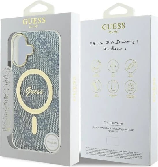 Mbështjellës Guess IML 4G MagSafe për iPhone 16, Kaltër Mbështjellës Guess IML 4G MagSafe për iPhone 16, Kaltër