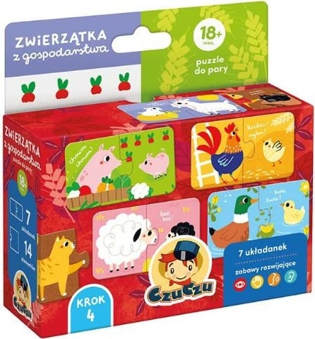 Puzzle për çifte CzuCzu 3143, kafshë ferme, 7 puzzle, për fëmijë, shumëngjyrëshe