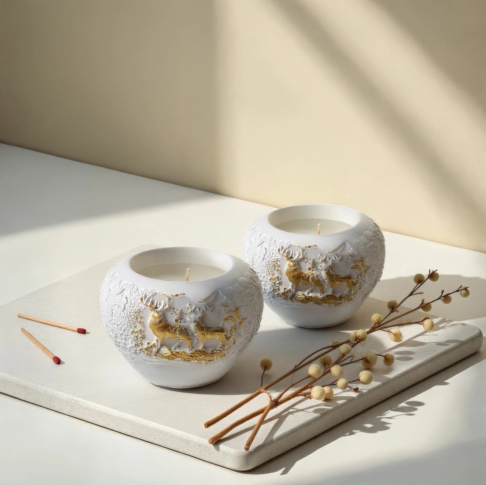 Set qirinjsh (2 copë), Evila Originals, me drerë të artë për festat