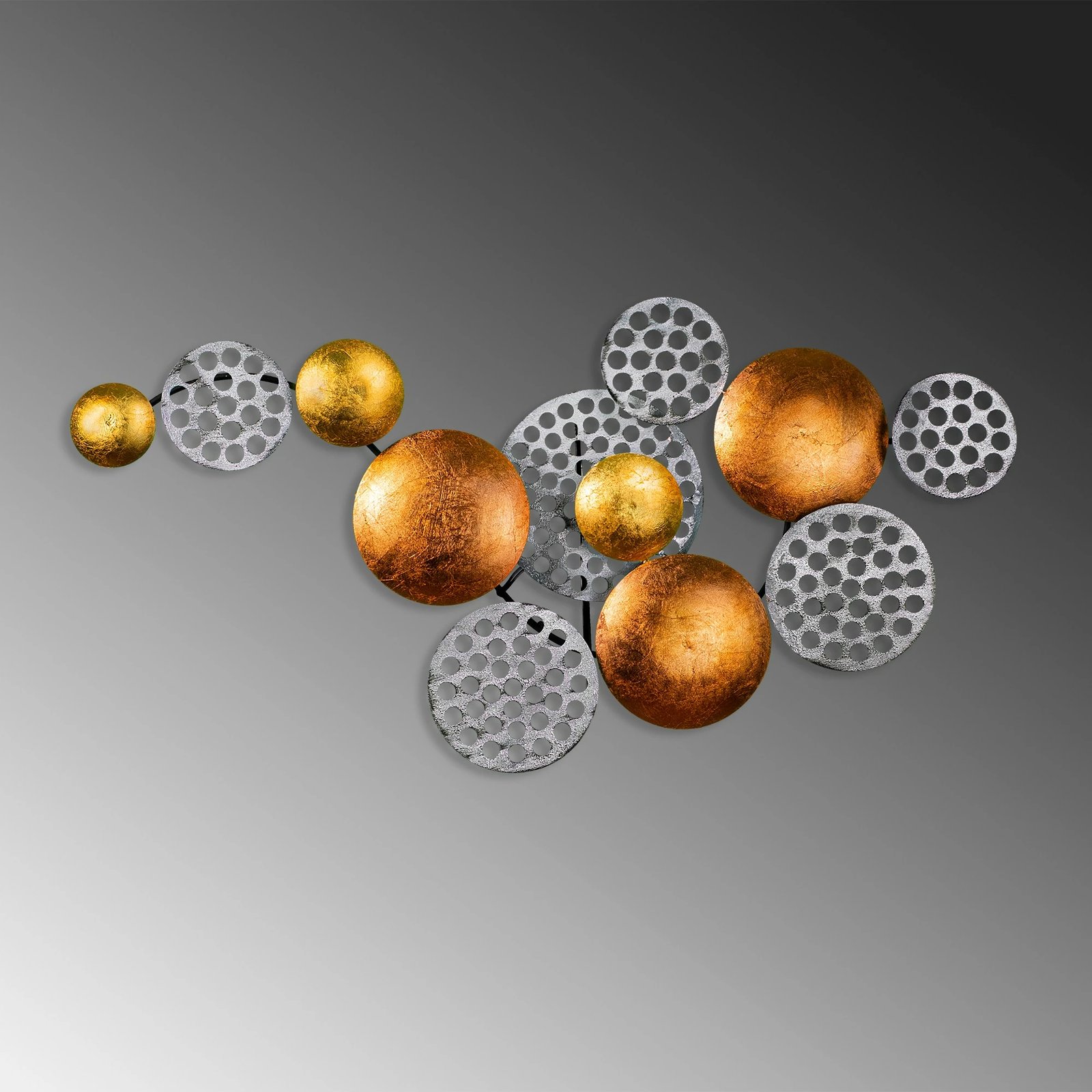 Aksesor dekorativ metalik për mur, Wallity Aurora 2, argjend dhe bakër, 45x82cm