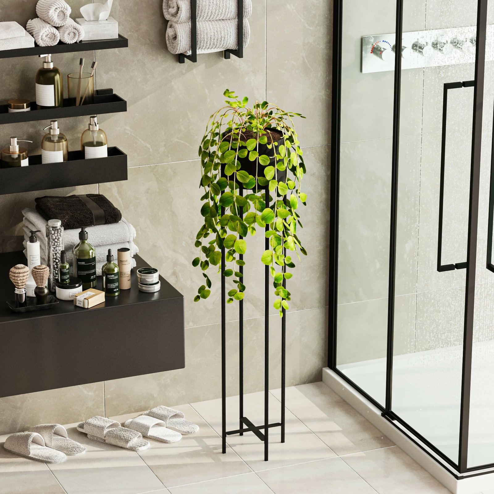 Vazo dekorative Aberto Design, GED-024, metal i zi, 23x108x23cm