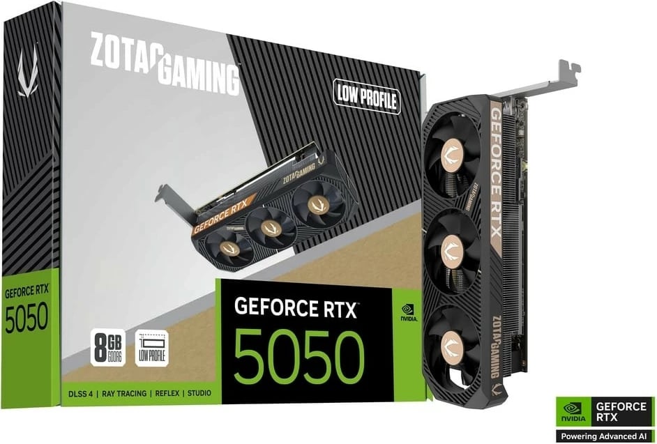 Kartelë grafike, ZOTAC, GeForce RTX 5050 LP (ZT-B50500L-10L), 8GB GDDR6 128-bit, PCIe 5.0 x8, 2x DisplayPort + HDMI, Low Profile