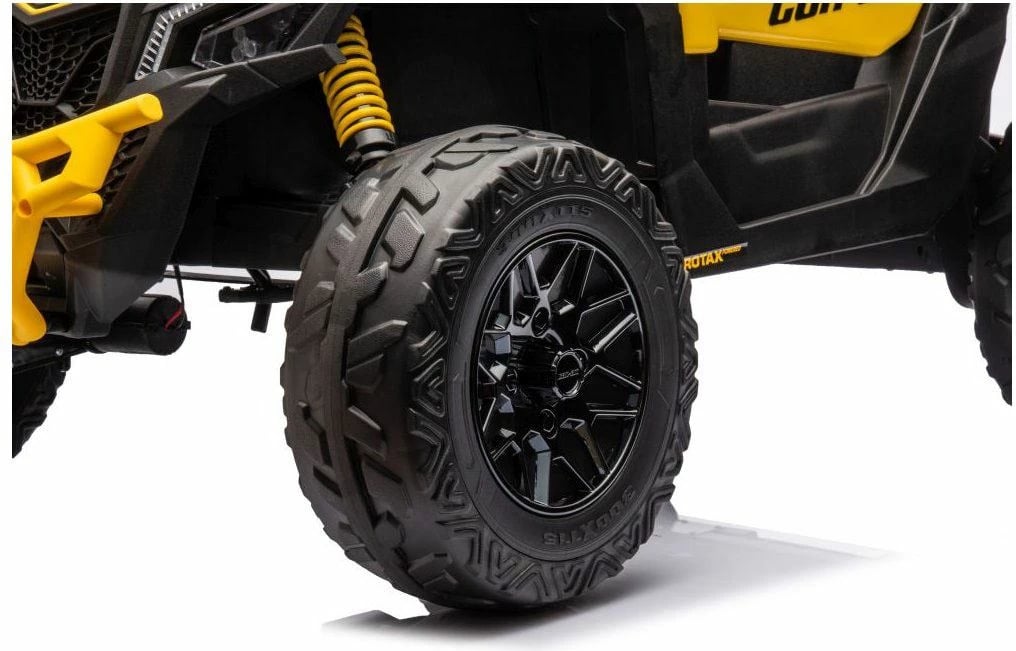 veturë elektrike për fëmijë, BABY MIX, Buggy Hornet, 12V 4.5Ah, 2x25W, MP3/USB/SD/Bluetooth me telekomandë, drita LED, rrota EVA, sedilje lëkure, e verdhë