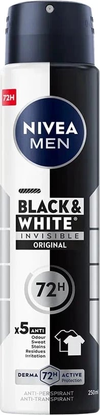 Deodorant spray për meshkuj Nivea Men Black&White Invisible Original 250ml