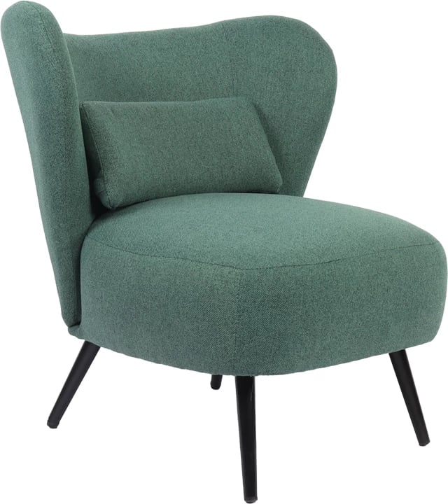 Fotel Nagreta, material tekstili i gjelbër, këmbë metalike të zeza, 77x73x74cm