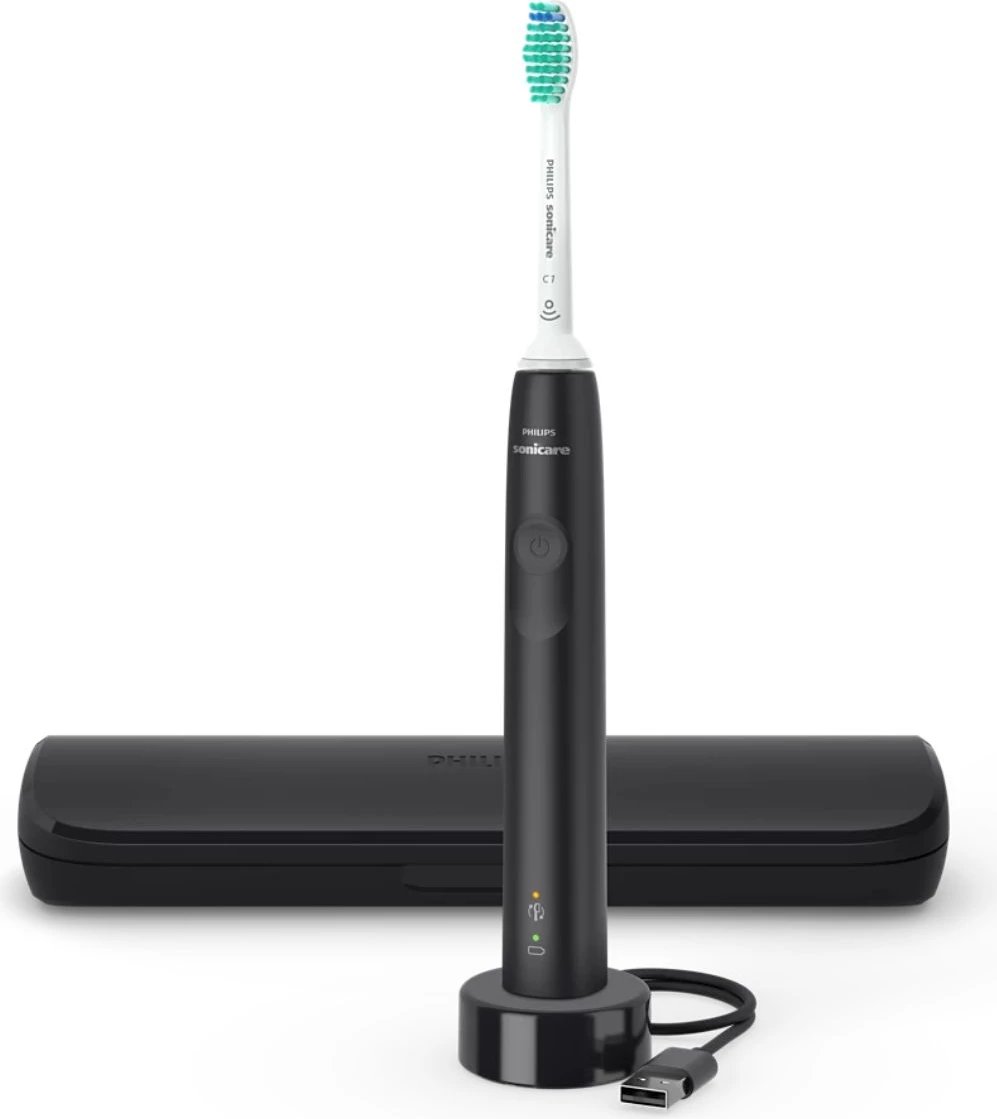 Furçë dhëmbësh elektrike, Philips Sonicare 3100 HX3671/14, me etui udhëtimi dhe karikues USB, e zezë