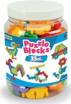 Blloqe puzzle në kavanoz, Wader, 41950, 35 elemente, plastikë, 1+, set i vogël
