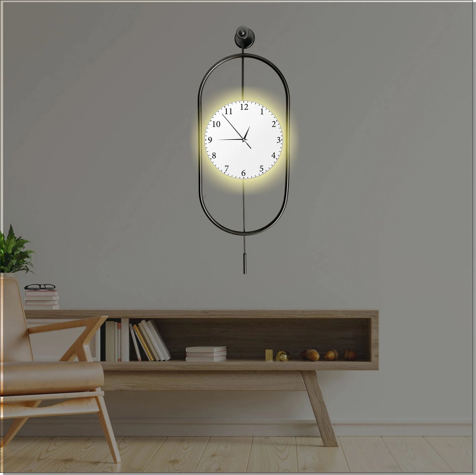 Orë muri dekorative metalike Wallity, Mclock-00133, e zezë, 35x85x7cm