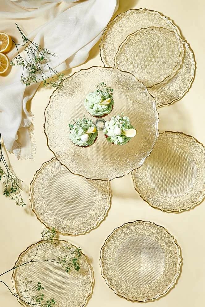 Set pjatash ëmbëlsirash (7 copë), Hermia Goblen, transparent