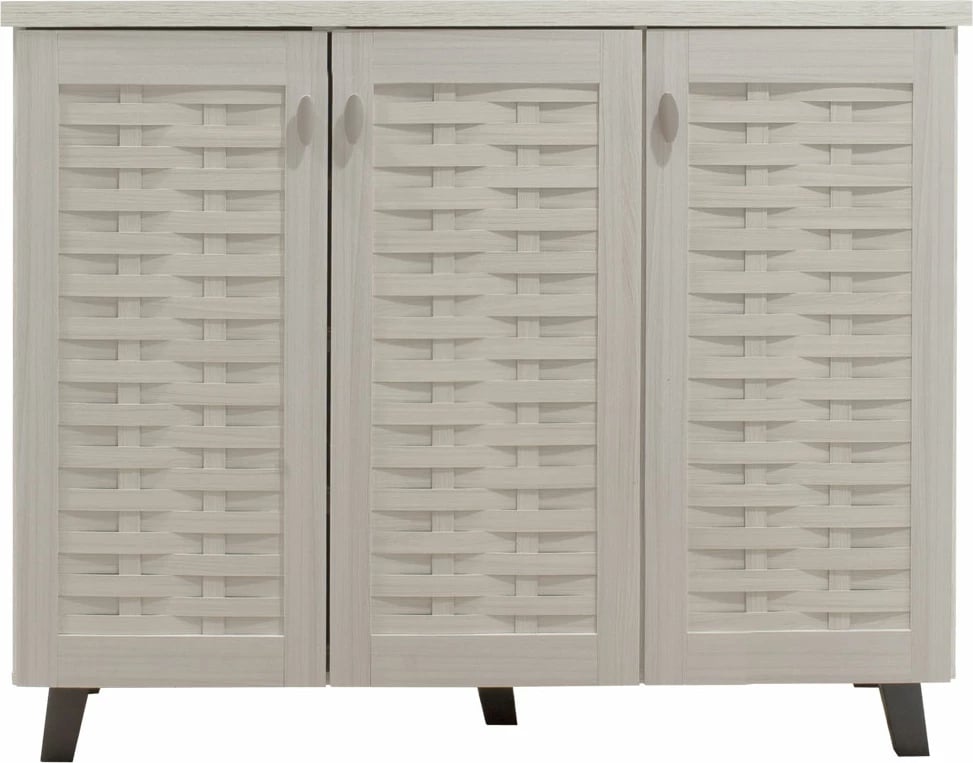 Dollap këpucësh MANTAM 16 palë bardhë-gri 115.5x40x92cm