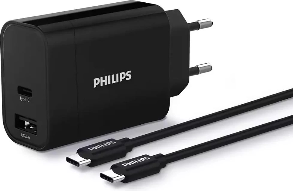 MBUSHES FAST CHARGING PHIIPS DLP2621C/12 | DUAL PORT TYPE-C/TYPE-C 30W 1M BLACK