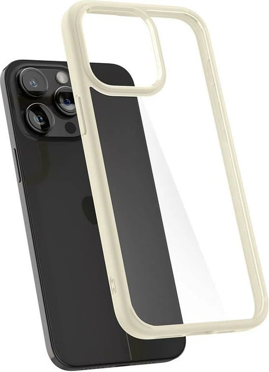 Mbështjellës Spigen Crystal Hybrid për iPhone 15 Pro Max, Transparent/Bezhë