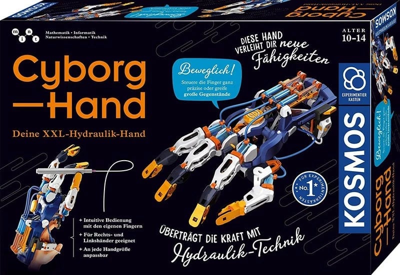 Set edukativ Piatnik Cyborg Hand, kit shkencor për montim dore hidraulike, për fëmijë 10+ vjeç, pa bateri