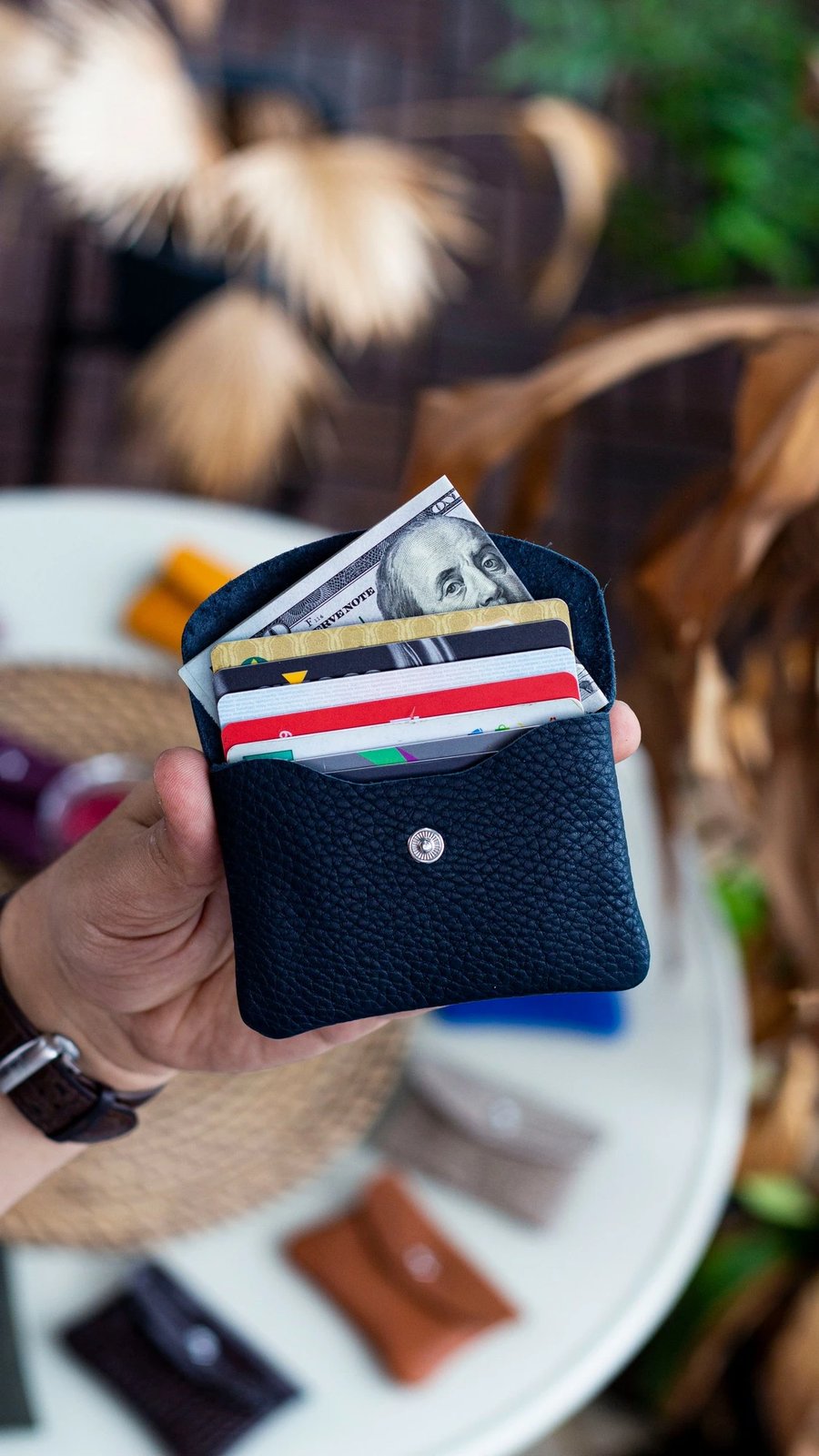 Mbajtës kartelash lëkure, ngjyrë navy blue, Zoozie Bags, Murcia
