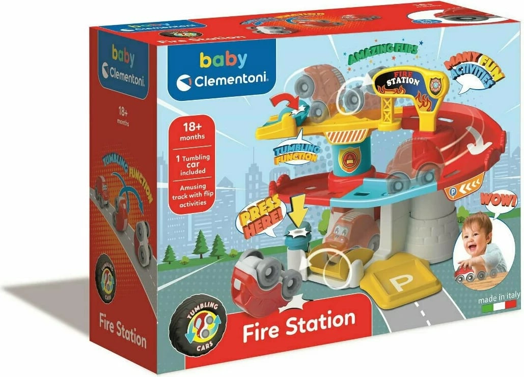 Set loje stacion zjarri Clementoni Fire Station 17578 me veturë, shumëngjyrësh