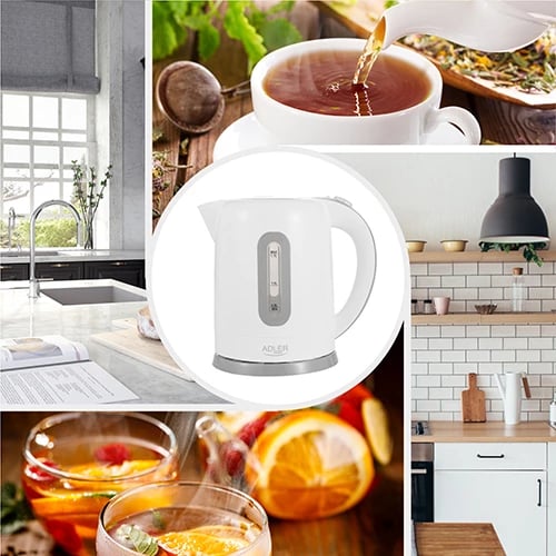 Çajnik elektrik, Adler, AD 1234, 1.7 L, plastikë, i bardhë