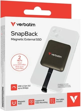 SSD i jashtëm, Verbatim, SnapBack DQVE32062PLG, 2TB USB 3.2 Gen 2x2 20Gb/s MagSafe ProRes 4K/60, Mocca
